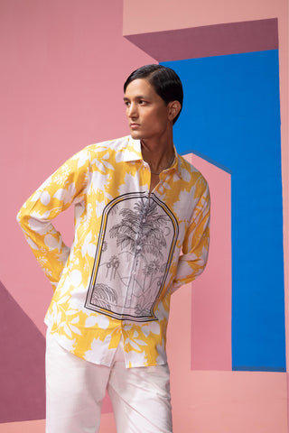 Yellow window pane postcard full sleeve shirt