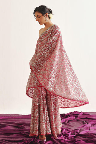 Red Cape Set for Indian Weddings – One Shoulder Hexagon by Twenty Nine