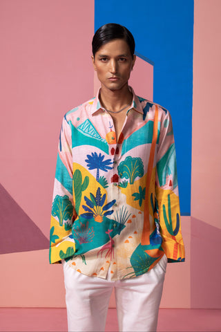 Pink bushland postcard full sleeve shirt