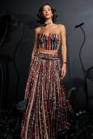 Multicolor nocturnal lehenga with corset