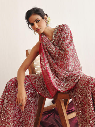 Red Cape Set for Indian Weddings – One Shoulder Hexagon by Twenty Nine