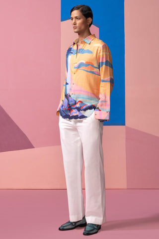 Orange lighthouse postcard full sleeve shirt