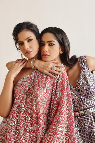 Gray Sharara Set for Indian Weddings – Peplum Top by Twenty Nine