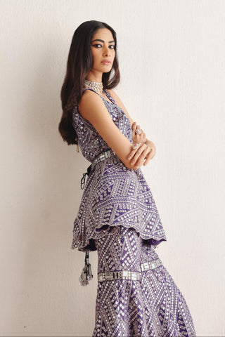 Gray Sharara Set for Indian Weddings – Peplum Top by Twenty Nine