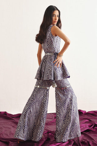 Gray Sharara Set for Indian Weddings – Peplum Top by Twenty Nine