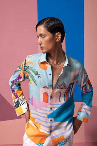 Blue dome daydream postcard full sleeve shirt