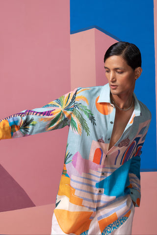 Blue dome daydream postcard full sleeve shirt