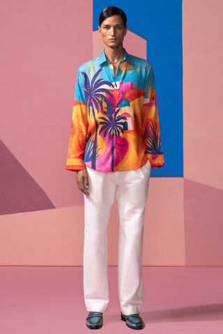 Blue sunlight in the desert postcard full sleeve shirt