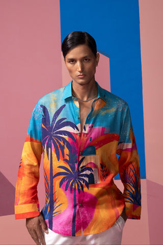 Blue sunlight in the desert postcard full sleeve shirt