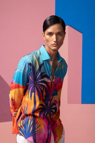 Blue sunlight in the desert postcard full sleeve shirt