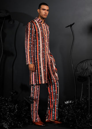 Multicolor nocturnal indo western achkan set