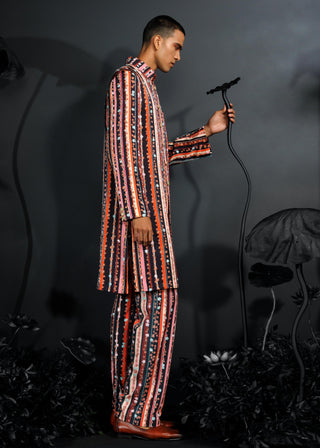 Multicolor nocturnal indo western achkan set