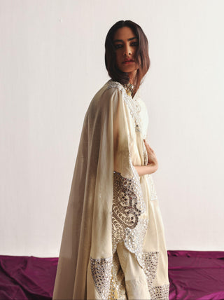 Flared Sharara Set for Indian Wedding – Golden Yellow Cape Style Outfit by Twenty Nine