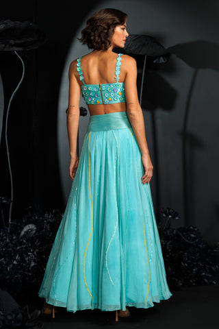 Island breeze-lehenga set with 3D sequins