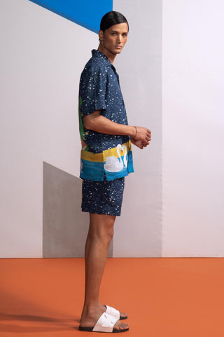 Blue night swan postcard polo co-ord set