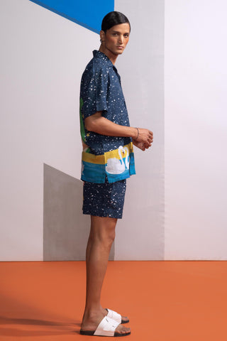 Blue night swan postcard polo shirt