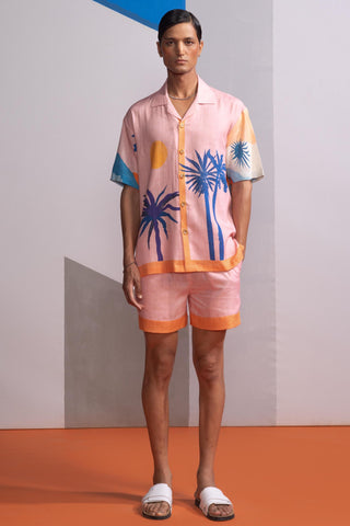 Pink cosmic scape postcard polo co-ord set