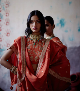 Rust orange lehenga set