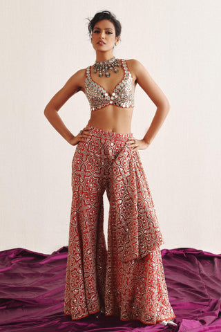 Cape Jacket Set for Indian Wedding – Red Cape Sleeves Jacket by Twenty Nine