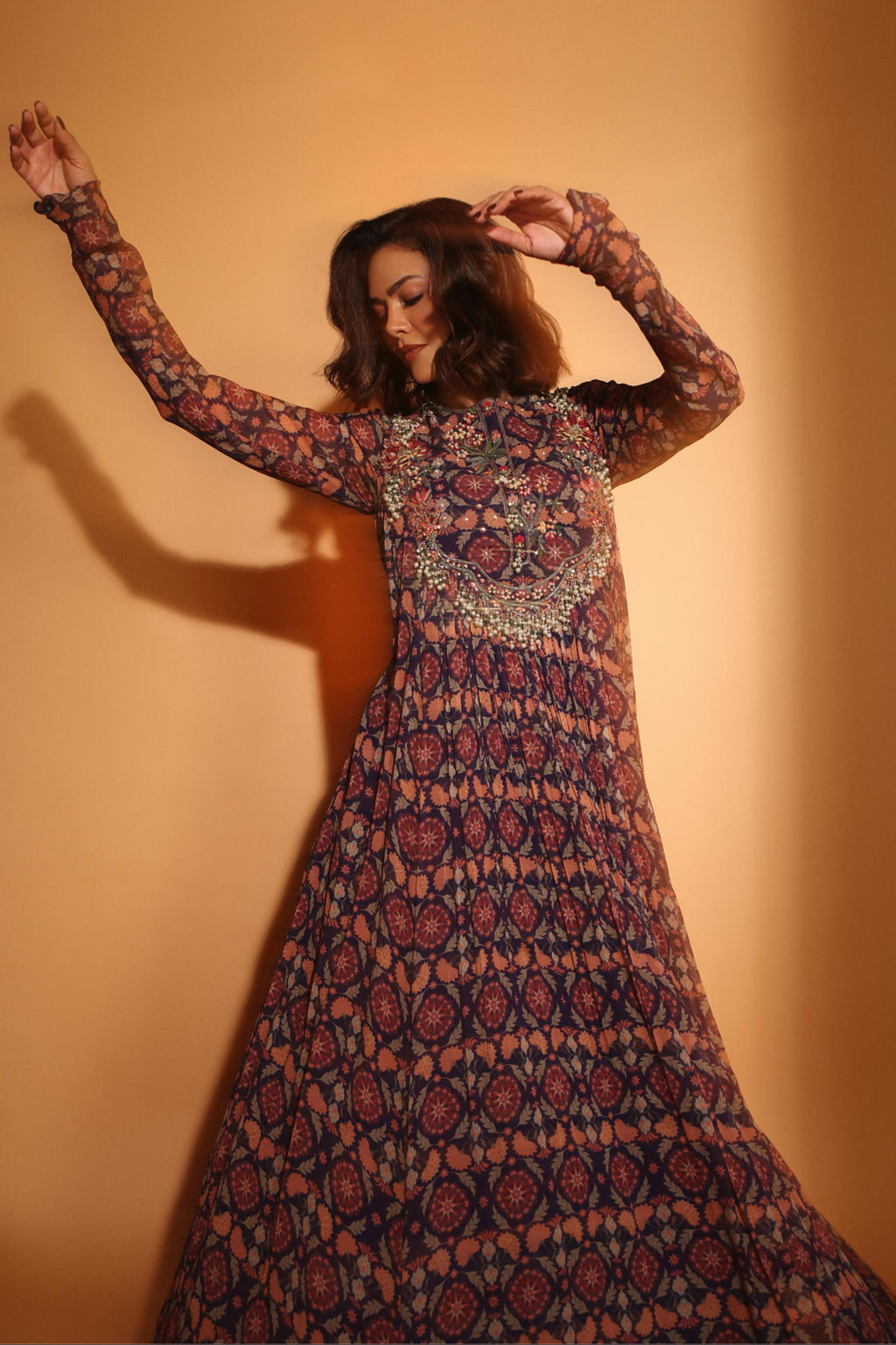 Blue nazm saaja anarkali set - Ridhi Mehra | Mrs. G