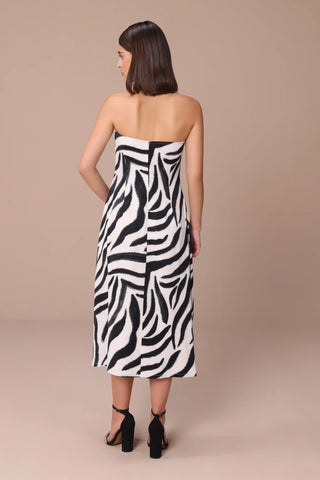Zebra stripe strapless dress