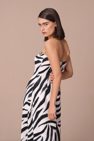 Zebra stripe strapless dress