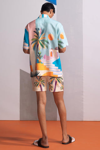 Beige dome gateway postcard polo shirt