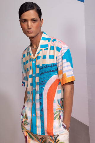 Beige dome gateway postcard polo shirt