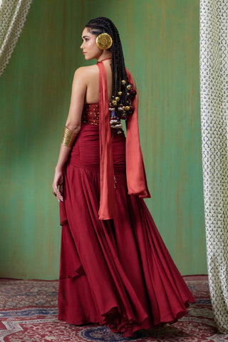 Lehenga Set Bridal Wear - Red Tara Lehenga Set by Payal & Zinal