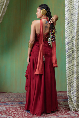 Lehenga Set Bridal Wear - Red Tara Lehenga Set by Payal & Zinal