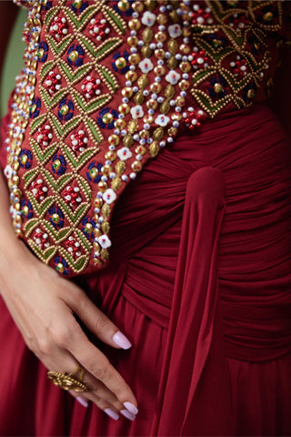 Lehenga Set Bridal Wear - Red Tara Lehenga Set by Payal & Zinal