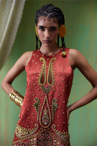 Dress Evening Wear - Red Shararat Dress by Payal & Zinal