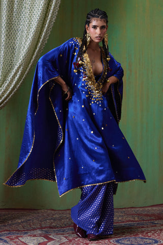 Kaftan Set Evening Wear - Blue Perzeen Kaftan Set by Payal & Zinal