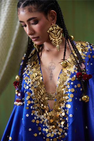 Kaftan Set Evening Wear - Blue Perzeen Kaftan Set by Payal & Zinal