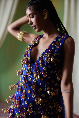 Dress Glamour Wear - Blue Adaa Dress by Payal & Zinal