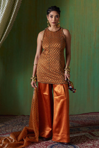 Kurta Set Regal Wear - Orange Shabana Kurta Set by Payal & Zinal