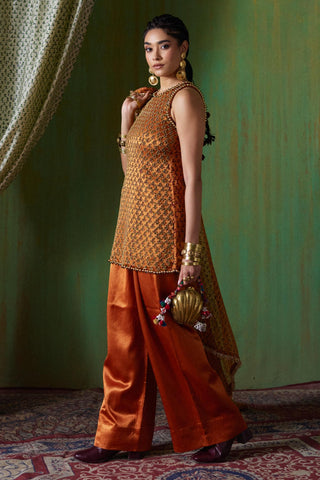 Kurta Set Regal Wear - Orange Shabana Kurta Set by Payal & Zinal