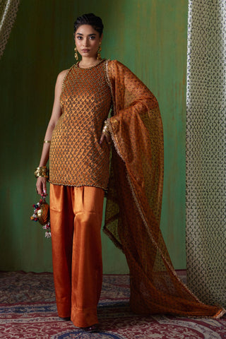 Kurta Set Regal Wear - Orange Shabana Kurta Set by Payal & Zinal