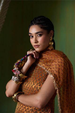 Kurta Set Regal Wear - Orange Shabana Kurta Set by Payal & Zinal