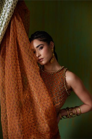 Kurta Set Regal Wear - Orange Shabana Kurta Set by Payal & Zinal