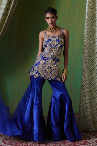 Sharara Set Royal Wear - Blue Roohani Sharara Set by Payal & Zinal