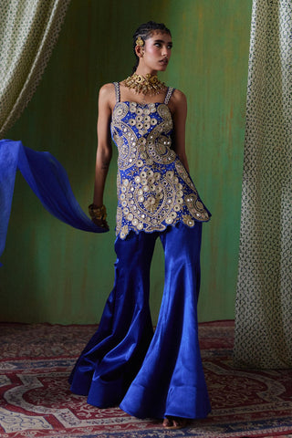 Sharara Set Royal Wear - Blue Roohani Sharara Set by Payal & Zinal
