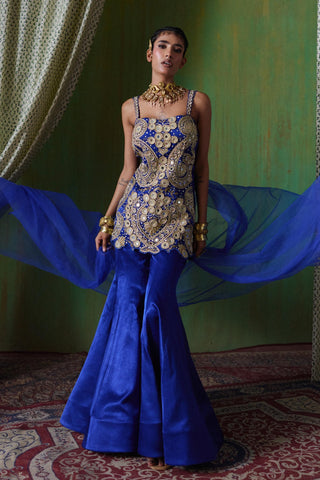 Sharara Set Royal Wear - Blue Roohani Sharara Set by Payal & Zinal