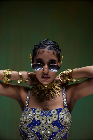 Blue lehza roohani sharara set