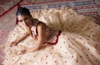 Lehenga Set Bridal Wear - Ivory Phoolkari Lehenga Set by Payal & Zinal