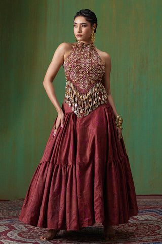 Lehenga Set Bridal Wear - Maroon Maira Lehenga Set by Payal & Zinal