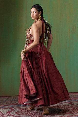 Lehenga Set Bridal Wear - Maroon Maira Lehenga Set by Payal & Zinal