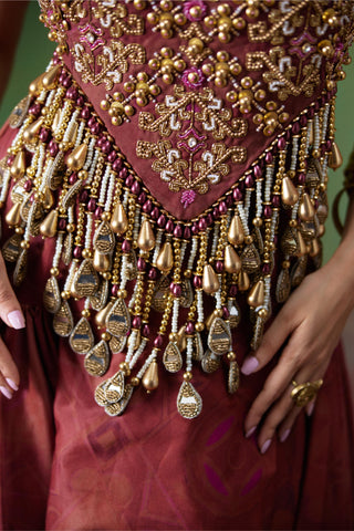 Lehenga Set Bridal Wear - Maroon Maira Lehenga Set by Payal & Zinal