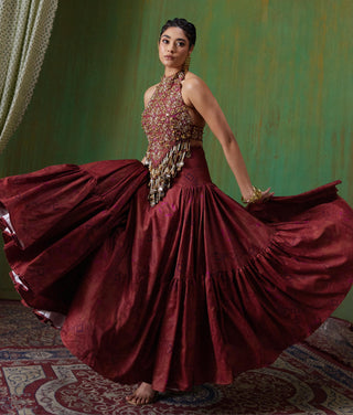 Lehenga Set Bridal Wear - Maroon Maira Lehenga Set by Payal & Zinal