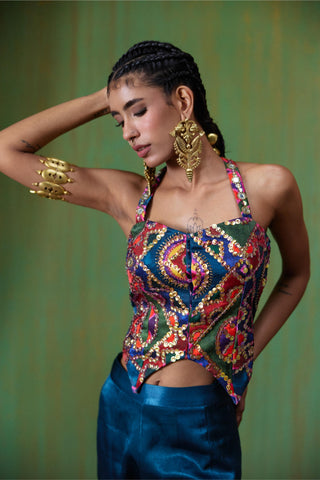 Co-ord Set Festive Wear - Blue Juhi Co-ord Set by Payal & Zinal